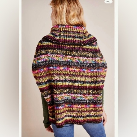 ANTHROPOLOGIE Piera Knit Turtleneck Poncho Sweater - Picture 3 of 12